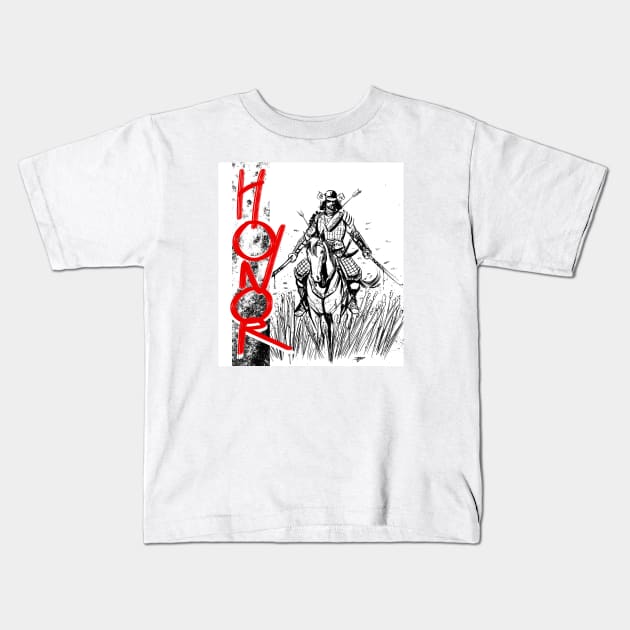 Samurai on horse Kids T-Shirt by RodLuperArt